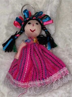 Handcrafted Pink Ribbon Doll Keychain Accessory
